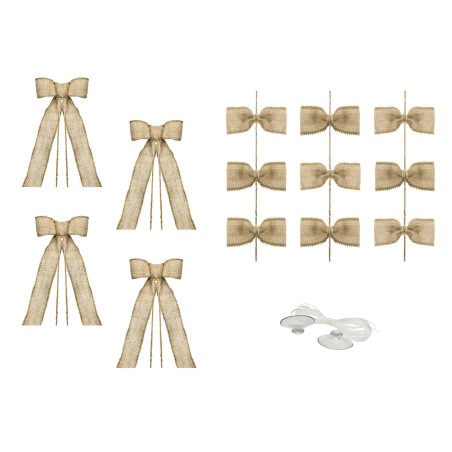 ZESTAW DEKORACJI SAMOCHODOWYCH - KOKARDKI JUTOWE