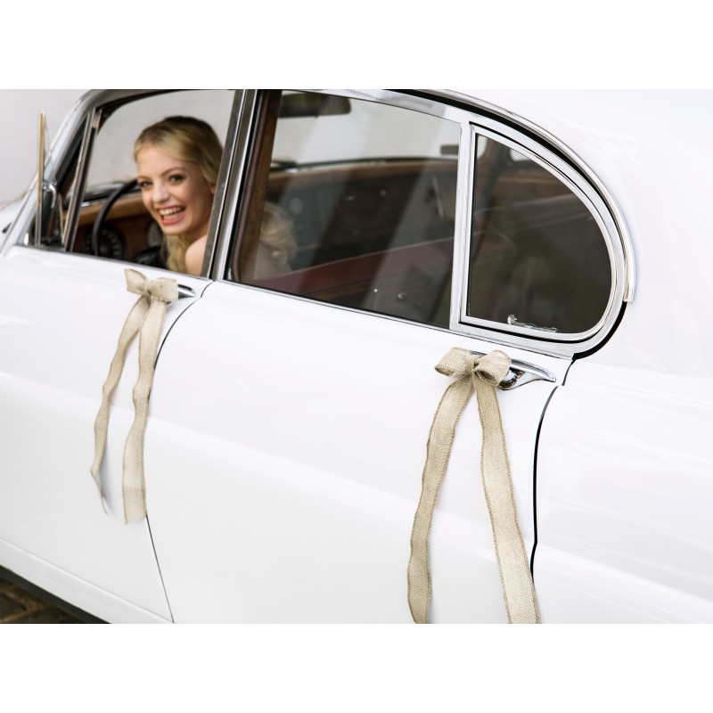 ZESTAW DEKORACJI SAMOCHODOWYCH - KOKARDKI JUTOWE