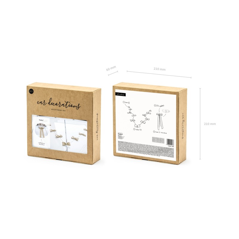 ZESTAW DEKORACJI SAMOCHODOWYCH - KOKARDKI JUTOWE