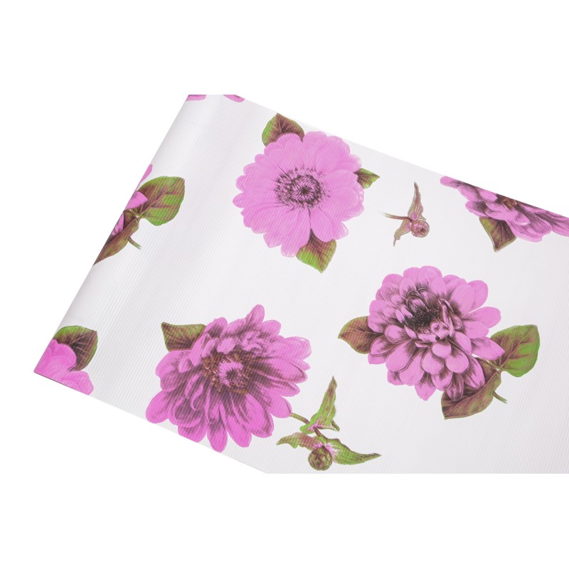 PAPIER DEKORACYJNY KARBOWANY ZE WZOREM "PEONIA" 50cm/10m