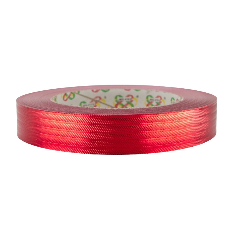 WSTĄŻKA PP METALICZNA ZE WZOREM "PASKI" 2cm/50yd