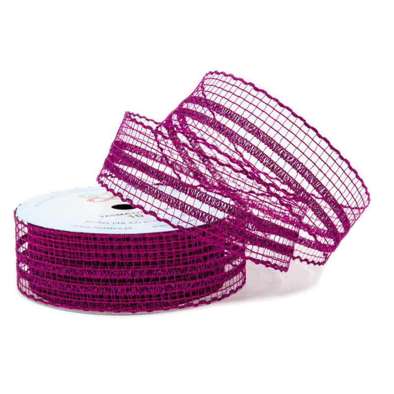 WSTĄŻKA TKANA METALICZNA "DWA PASY" 4cm/10m