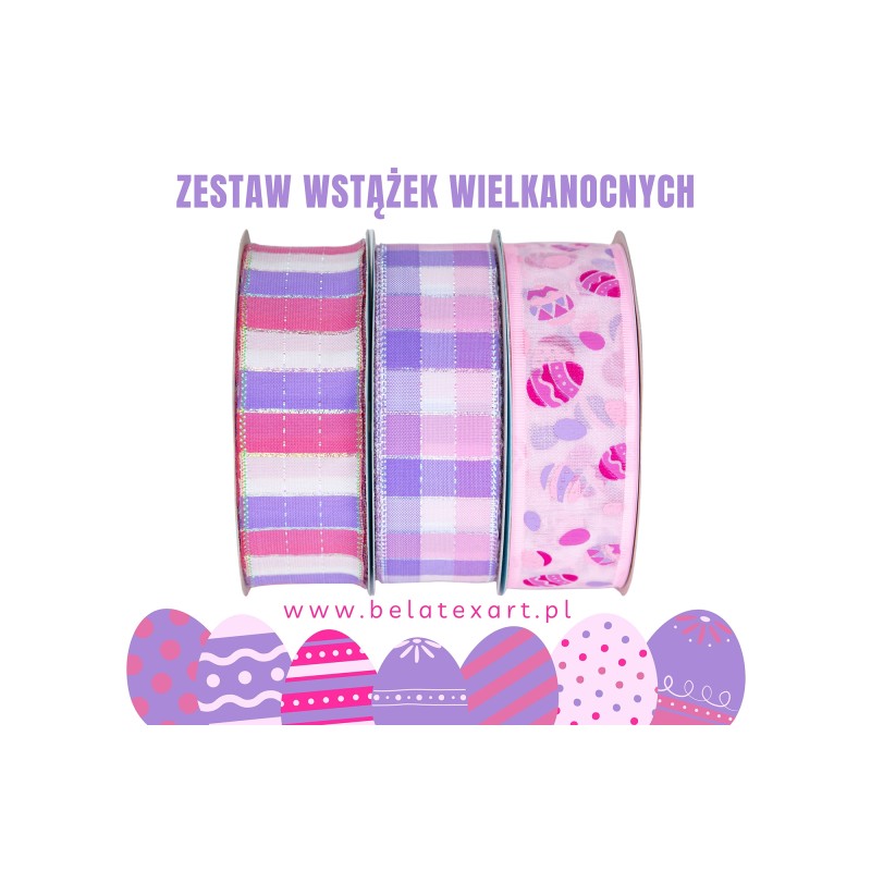 ZESTAW WSTĄŻEK WIELKANOCNYCH 4cm/10m - 3 SZTUKI